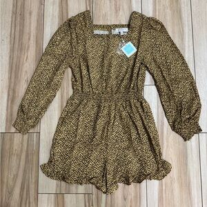 NWT Hayden Los Angeles Yellow Leopard Print Romper